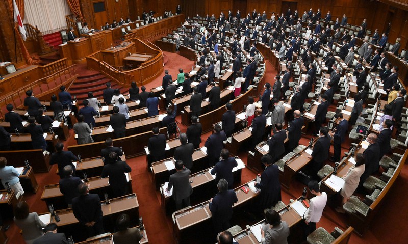 経済安全保障推進法が賛成多数で可決、成立した参院本会議=国会内で2022年5月11日午後0時47分、竹内幹撮影