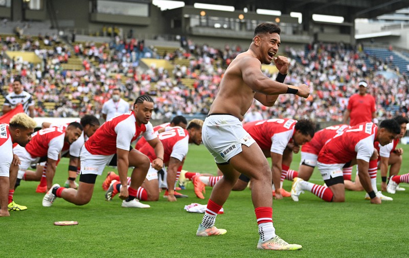 ラグビートンガ代表ジャージ （トンガ侍、復興祈願の“シピタウ