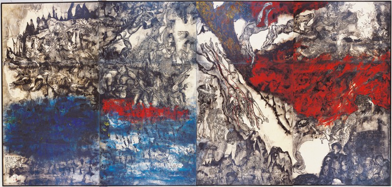 「沖縄戦の図」(丸木位里・俊)=佐喜眞美術館所蔵