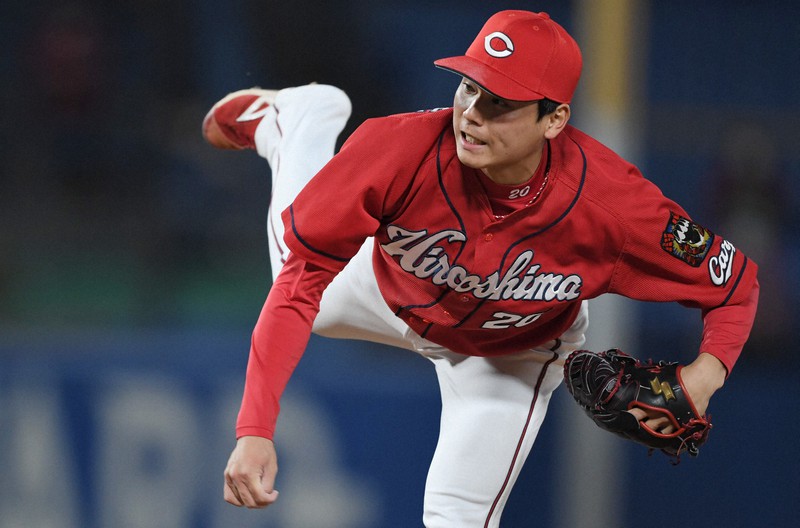 プロ野球・広島で抑え投手として活躍する栗林良吏さん=東京都新宿区の神宮球場で2021年5月12日、西夏生撮影