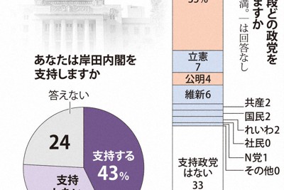 あなたは普段どの政党を支持していますか・あなたは岸田内閣を支持しますか
