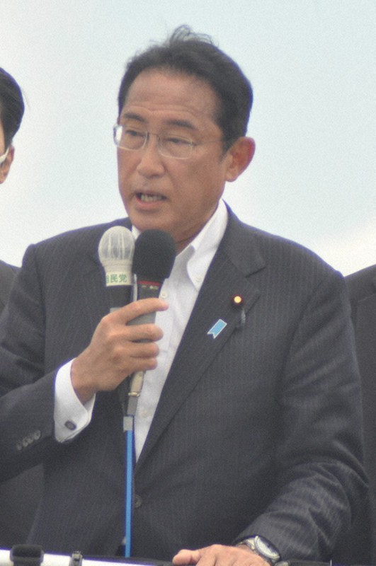 山形県寒河江市内で応援演説に熱弁をふるう岸田文雄首相。終了後に当初予定を変更して首相官邸に戻った＝2022年7月8日午後0時19分、熊田明裕撮影