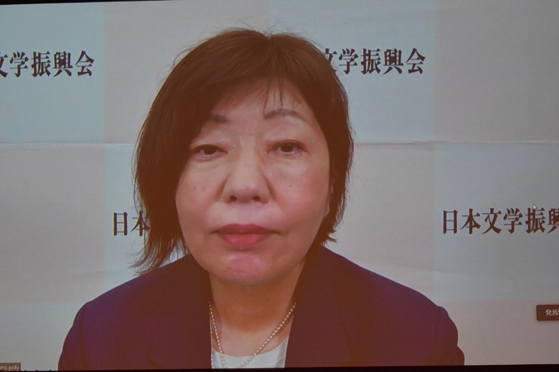 直木賞の選考について講評する林真理子さん=東京都千代田区で2022年7月20日、平林由梨撮影