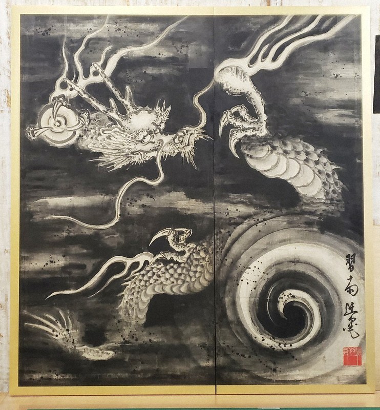 修理・展示された小鹿野町指定有形民俗文化財「飯田屋台」の天井画=埼玉県小鹿野町教育委員会提供
