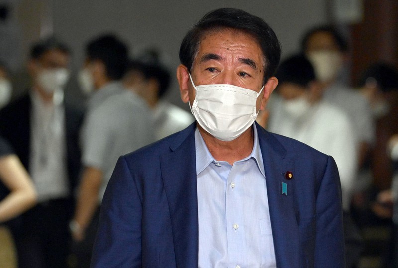 自民党安倍派の会合に臨む下村博文会長代理=東京都千代田区の同党本部で2022年8月4日午後0時1分、竹内幹撮影