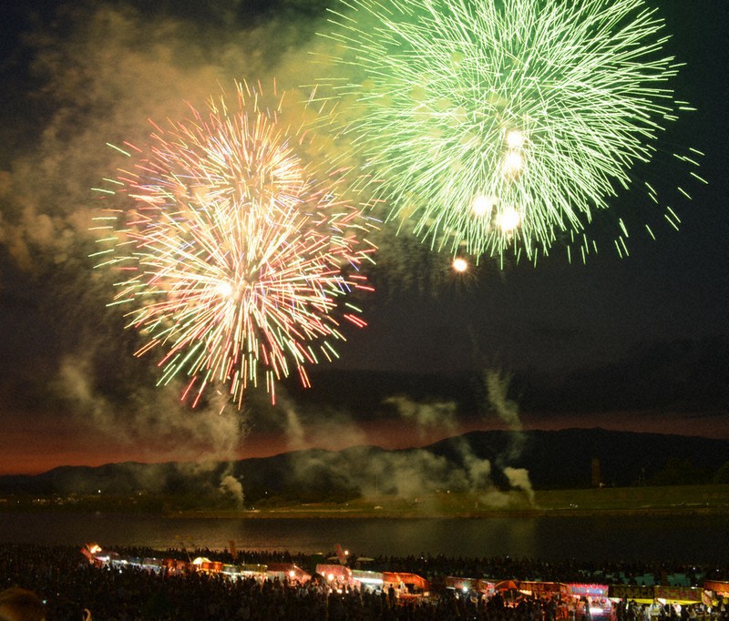 2018年の筑後川花火大会の様子