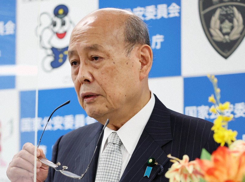 退任記者会見する二之湯智・国家公安委員長=東京都千代田区で2022年8月10日午後0時12分、幾島健太郎撮影
