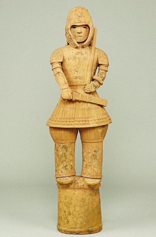 国宝「埴輪 挂甲の武人」群馬県太田市飯塚町出土 古墳時代・6世紀(通期展示)=東京国立博物館蔵