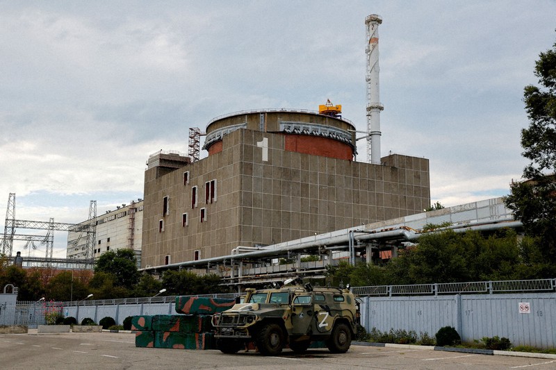 ウクライナのザポロジエ原発=2022年9月1日、ロイター