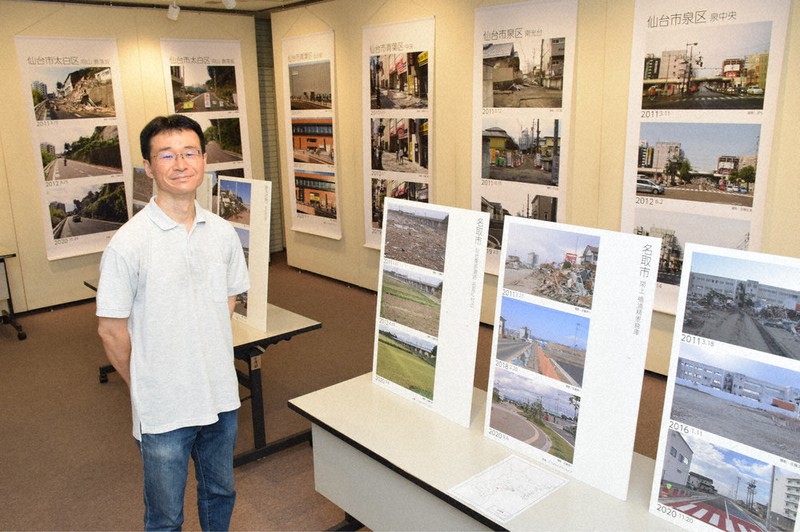 「3・11定点撮影プロジェクト」の写真展を開いている志麻克史さん=京都市下京区で、南陽子撮影