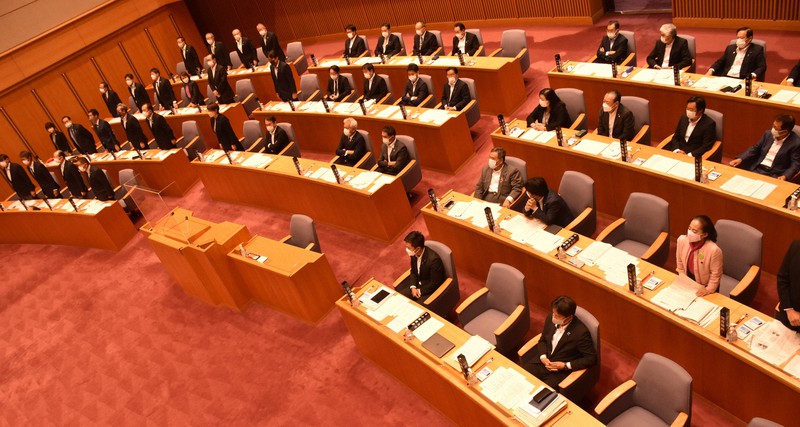 小林貴虎県議に対する辞職勧告決議案は否決された=三重県議会で2022年10月19日午前10時36分、朝比奈由佳撮影
