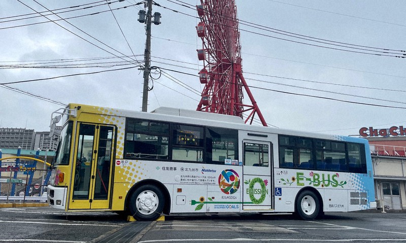 電気バスに改造した西日本鉄道のバス=西日本鉄道提供