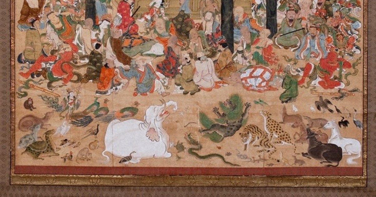 涅槃図　掛軸大幅 掛け軸 掛軸 釈迦涅槃図 大幅仏画 (複製画・新品) 桐箱・タトウ箱入り