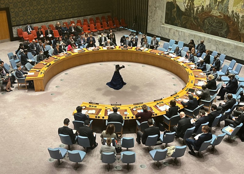 国連安全保障理事会=米ニューヨークの国連本部で2022年10月5日、隅俊之撮影
