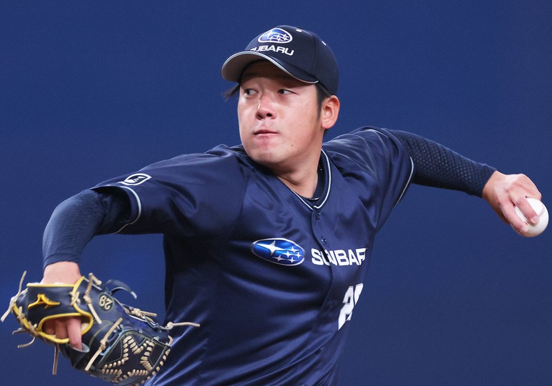 【SUBARU-Honda熊本】力投するSUBARUの先発・阿部=京セラドーム大阪で2022年11月4日、滝川大貴撮影