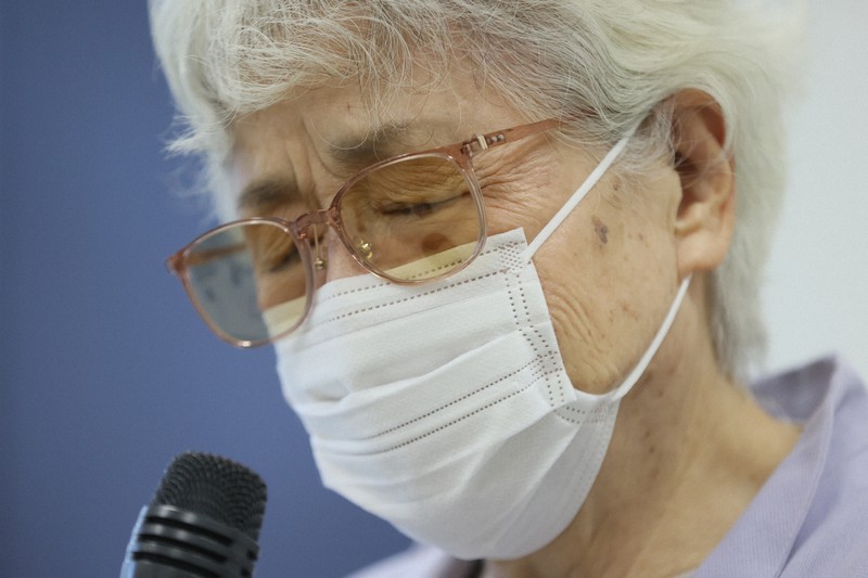 記者会見で、解決への糸口が見えないことに「むなしい」との言葉を繰り返した横田早紀江さん=川崎市内で2022年11月8日午後(代表撮影)