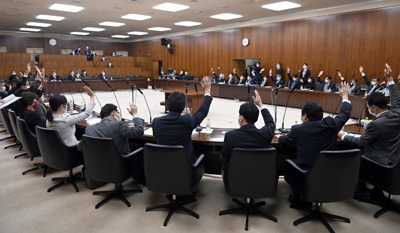 公職選挙法改正案を賛成多数で可決した参院政治倫理・選挙制度特別委員会=国会内で2022年11月16日午後2時46分、竹内幹撮影