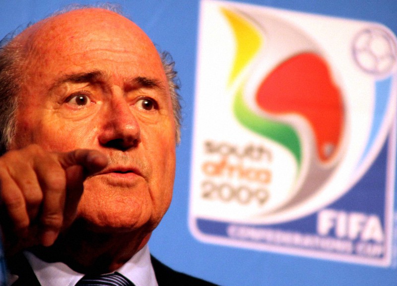 不正疑惑で国際サッカー連盟から2015年に活動停止処分を受けたブラッター会長=ヨハネスブルクで2009年6月12日、高尾具成撮影