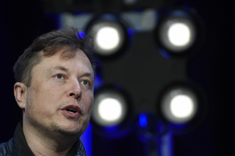 サテライト会議で話をするマスク氏=ワシントンで2020年9月、AP