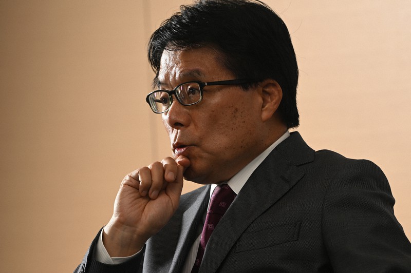 インタビューに答える増田寛也氏=東京都千代田区で2022年11月1日、内藤絵美撮影