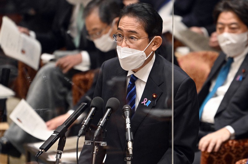 衆院予算委員会で自民党の若宮健嗣氏の質問に答える岸田文雄首相=国会内で2022年11月25日午前9時54分、竹内幹撮影