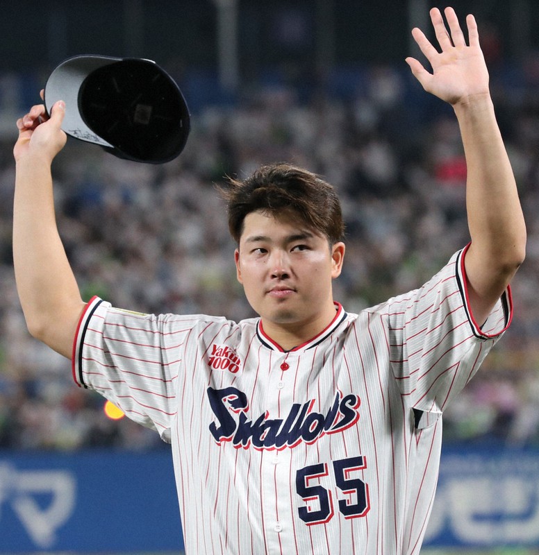 「村神様」とたたえられるプロ野球・ヤクルトの村上宗隆選手=神宮球場で2022年10月3日、三浦研吾撮影
