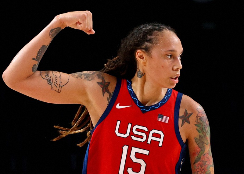 ロシアで拘束されていた米女子バスケットボール選手のブリトニー・グライナーさん=2021年8月4日、ロイター