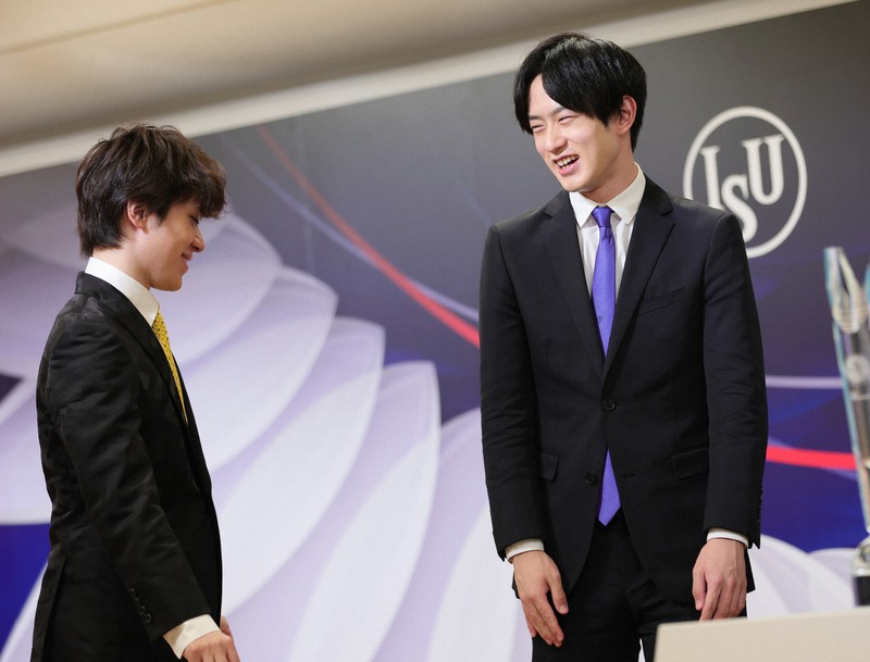 宇野昌磨と山本草太、再び一緒に表彰台に フィギュアスケート [写真