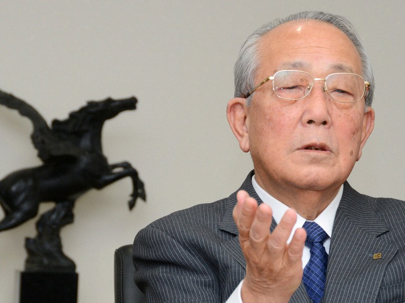 京セラ創業者の稲盛和夫氏＝東京都中央区で2014年1月14日、中村琢磨撮影
