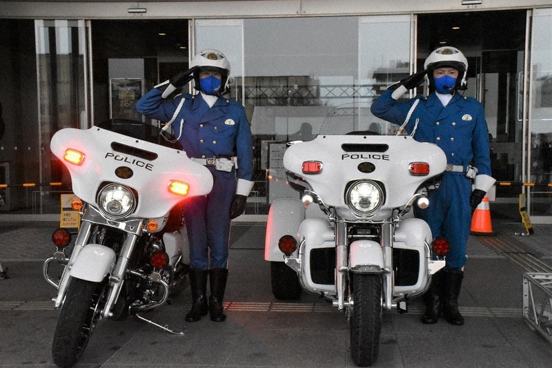 白バイ仕様の「ハーレー」 栃木の経営者・中村さん 県警に寄贈 事故