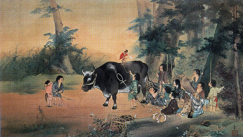 宙】横山大観「牛童子」肉筆絹本 日本画3号 物故巨匠 資産家収蔵