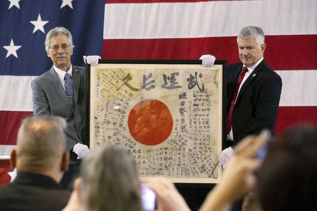 A flag carried by a Japanese soldier who was killed during World