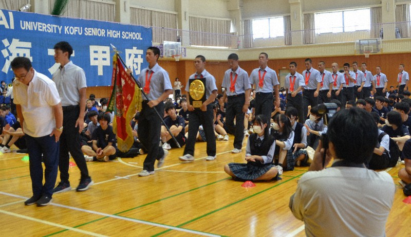 全国高校野球 東海大甲府野球部壮行会 一戦一戦粘り強く 主将ら健闘