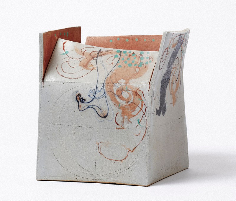 【稀少】 河本太郎 作 鍛穹陶容 共箱付 / 陶器 陶芸 作品 美術 芸術 ART：気骨で開いた新時代の陶 見たことのない造形や模様 河本五郎展