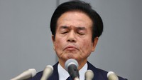 記者会見するビッグモーターの兼重宏行社長（当時）＝東京都港区で2023年7月25日、猪飼健史撮影