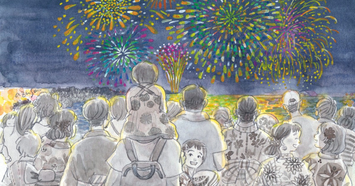 RUKURUKUさま専用（原画）楽しい夏祭りと花火【A5／水彩画／#2467】 RUKURUKUさま専用（原画）楽しい夏祭りと花火【A5／水彩画／#2467