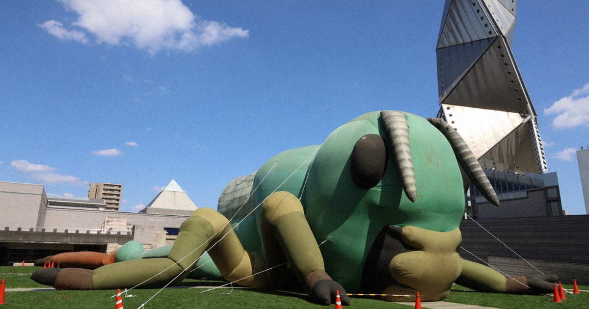 汚れ、傷み…本来の姿取り戻そう 水戸芸術館、巨大バッタ修復へCF