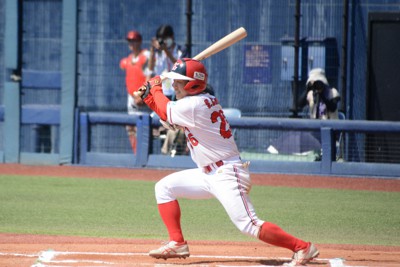 水沢駒形倶楽部の千葉翔太選手＝新潟市のハードオフエコスタジアム新潟で2023年9月3日午前9時57分、森野俊撮影