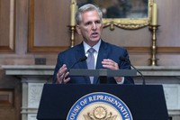 Former Speaker of the House Rep. Kevin McCarthy, R-Calif., speaks during a news conference at the Capitol in Washington, on Oct. 9, 2023. (AP)