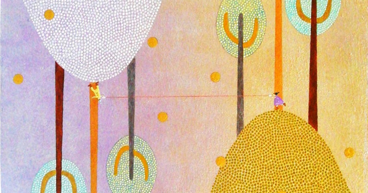 物語感じる点描の世界 大塚麻理恵作品展「1枚の絵本」2ページ目 ／埼玉