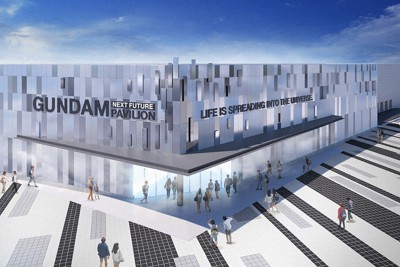 ガンダムの世界観を取り込み、「未来の宇宙港」をイメージしたバンダイナムコホールディングスのパビリオン外観イメージ＝同社提供