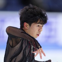 スケートアメリカの前日練習に臨む佐藤駿＝米アレンで2023年10月19日、猪飼健史撮影