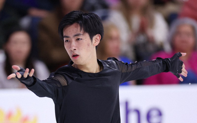 男子フリーで演技する壺井達也＝米アレンで2023年10月21日、猪飼健史撮影