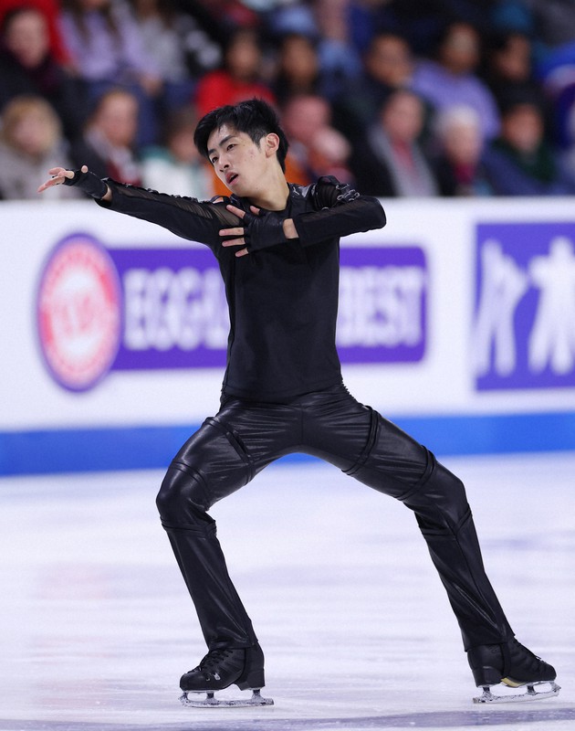 男子フリーで演技する壺井達也＝米アレンで2023年10月21日、猪飼健史撮影
