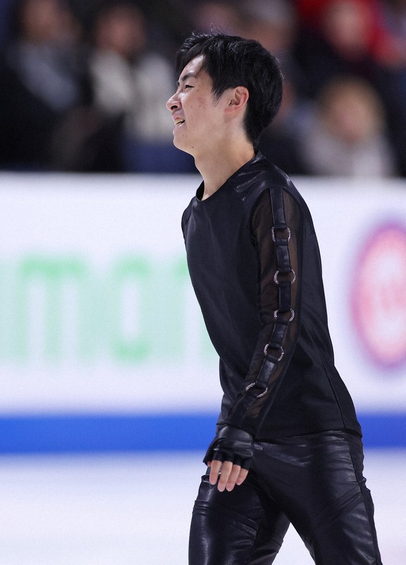 男子フリーの演技を終えて悔しそうな表情を見せる壺井達也＝米アレンで2023年10月21日、猪飼健史撮影