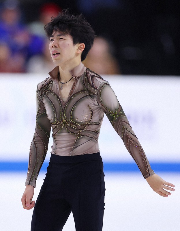 男子フリーの演技を終えた佐藤駿＝米アレンで2023年10月21日、猪飼健史撮影