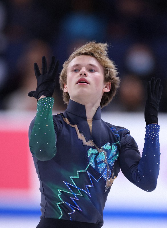 男子フリーで演技する米国のイリア・マリニン＝米アレンで2023年10月21日、猪飼健史撮影