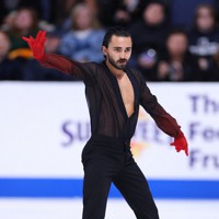 男子フリーで演技するフランスのケビン・エイモズ＝米アレンで2023年10月21日、猪飼健史撮影