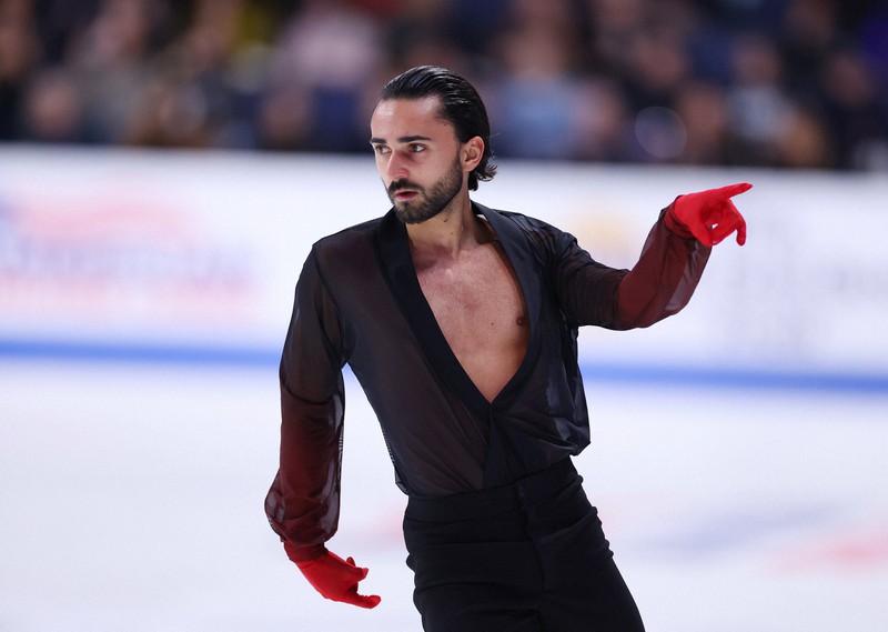 男子フリーで演技するフランスのケビン・エイモズ＝米アレンで2023年10月21日、猪飼健史撮影