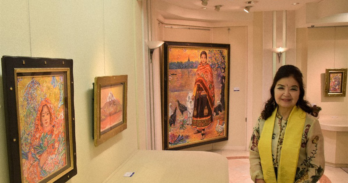 平和の世、祈りささげ 高山さん、インドテーマ絵画展 広島 ／広島